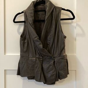 EUC -All Saints Kellva Gilet Asymmetric Leather Vest Top- genuine leather vest